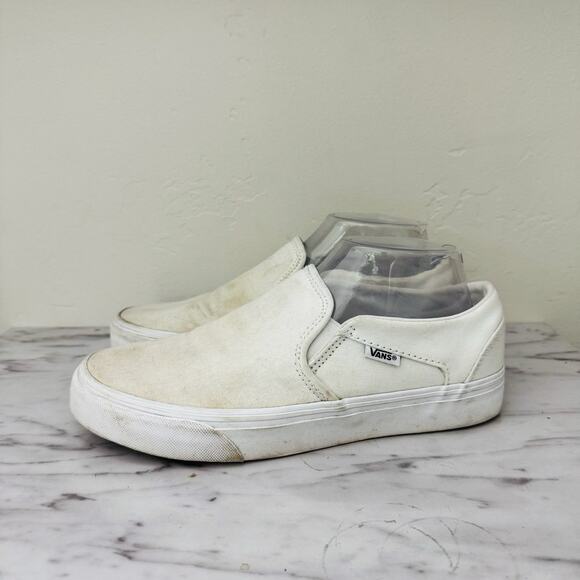 Vans Classic White Slip On Loafers Women’s Size 8.5 - Picture 1 of 9